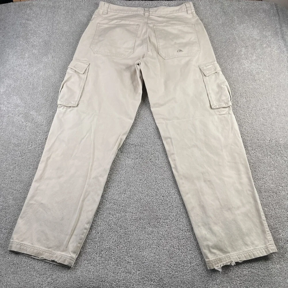 VINTAGE Quiksilver Pants Mens‎ 36 (Fits 35x32) Khaki Cargo Baggy Skater Y2K